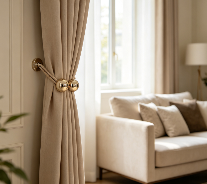 Magnetic Curtain Tiebacks Decorative Drape Holdbacks, No Drill Metal Curtain Clips for Living Room Bedroom Window Decor